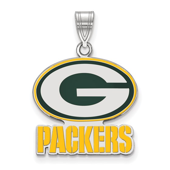 Sterling Silver Green Bay Packers Large Enamel Pendant Sterling Silver Green Bay Packers Large Enamel Pendant